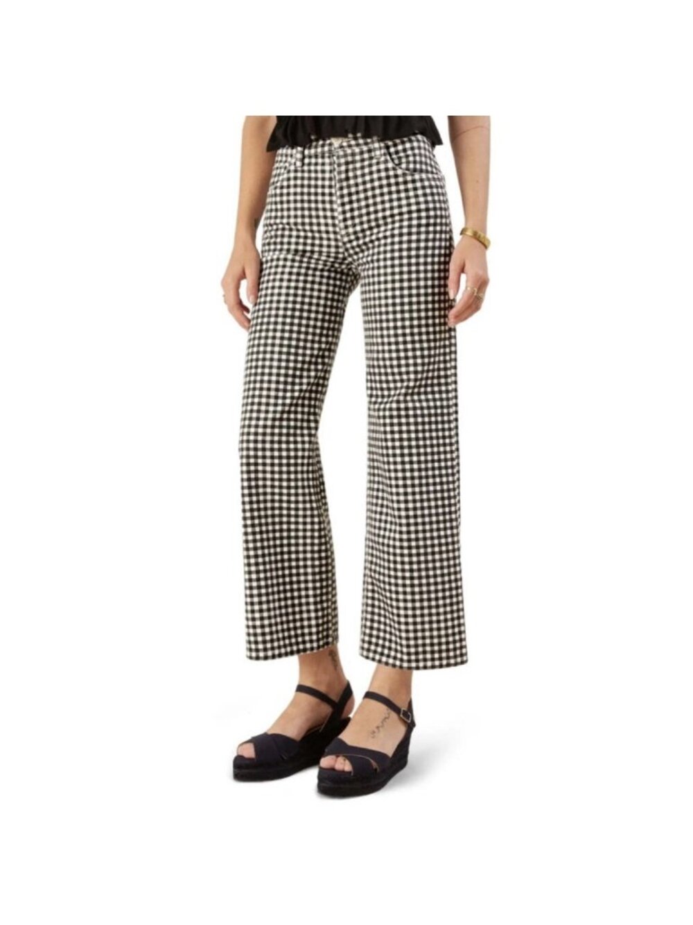Reformation Fawcett Jeans Mia Black and White Gingham Straight Leg Women’s 27
